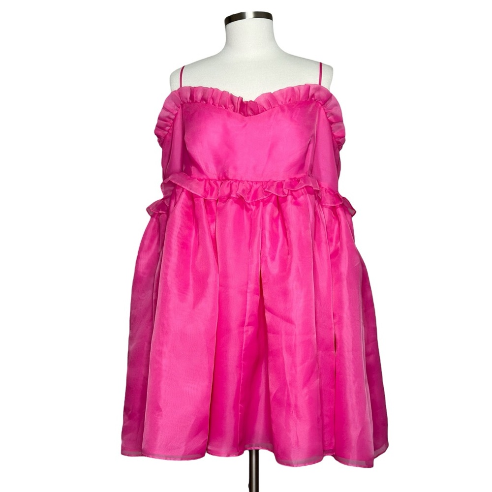 SELKIE The Rosebud Ruffled Organza Mini Dress, Cali Pink, 2X - Picture 8 of 12